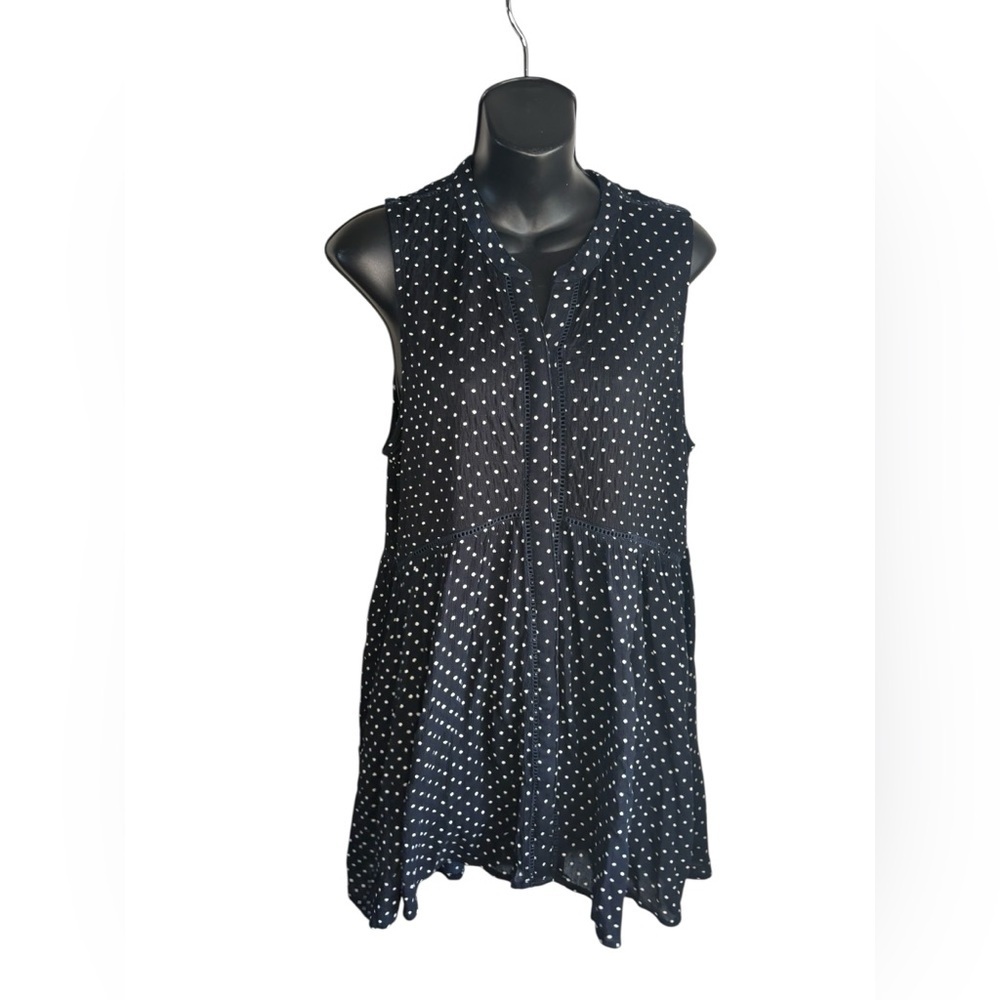 Anthropology Nia tunic button front polka dots tank top sz Large flowy - Picture 5 of 9
